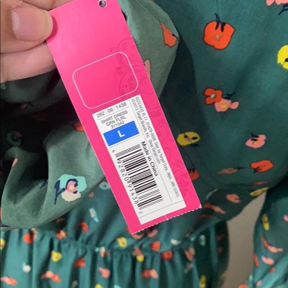 Xhilaration Green Floral Long Sleeve Dress Size L - Picture 6 of 7